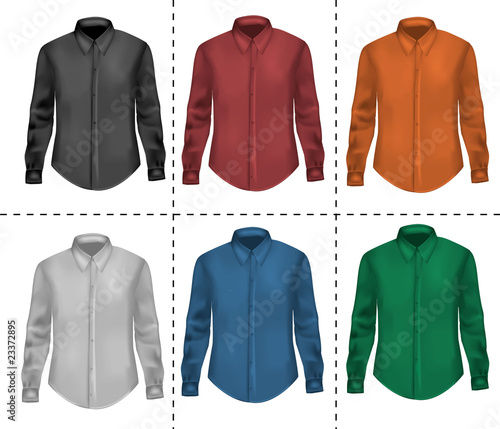 Colored shirt with long sleeves. Photo-realistic vector.