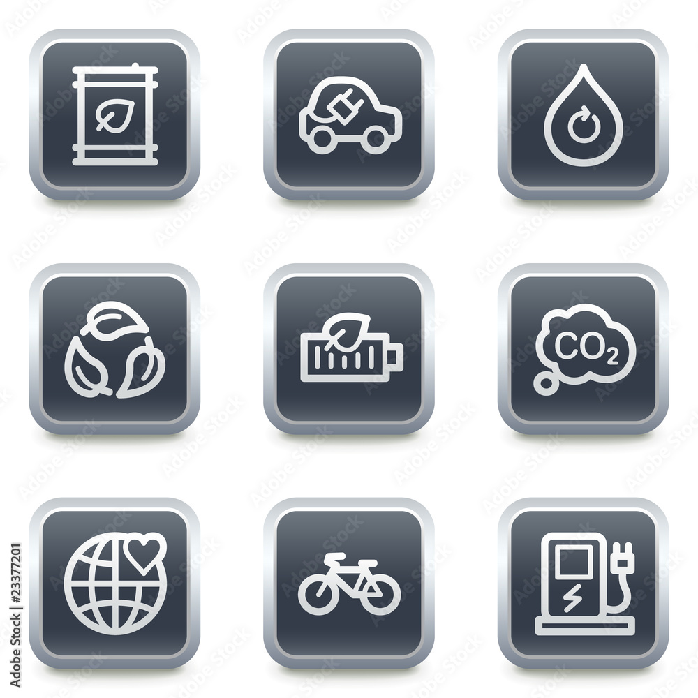 Ecology web icons set 4, grey square buttons Ecology web icons set 4, grey square buttons