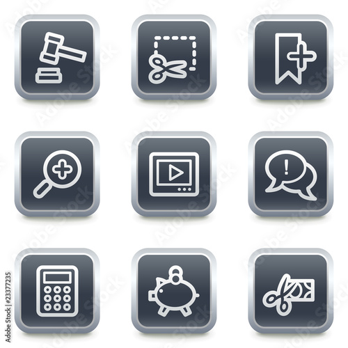 Shopping web icons set 3, grey square buttons