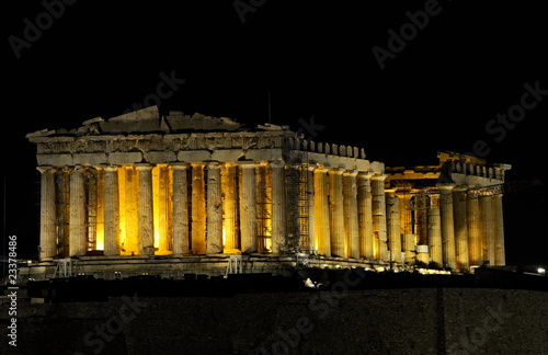 night view of Parthenon in Athens, Greece