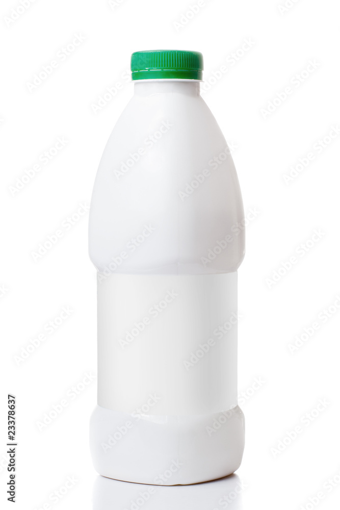 bottle of milk with a green cap isolated on white background bottle of milk with a green cap isolated on white background