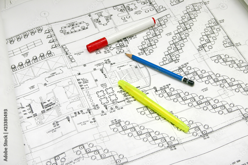 Pens on the open drawing. Pens on the open drawing.