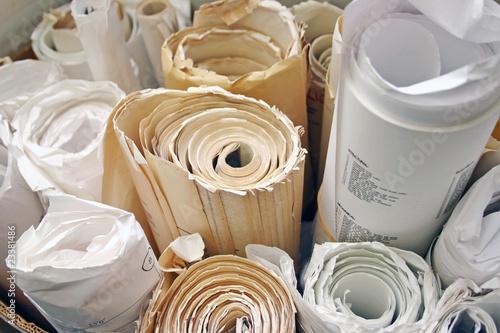 Lots of yellow paper old drawing.