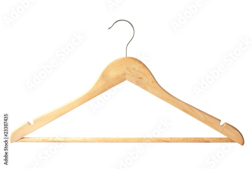wooden hanger isolated.
