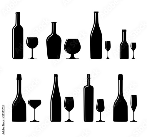 alcoholic glass and bottle