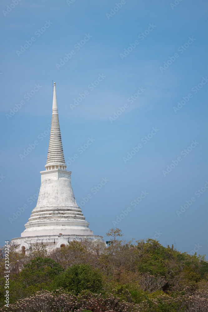 White pagoda on the top of mountain