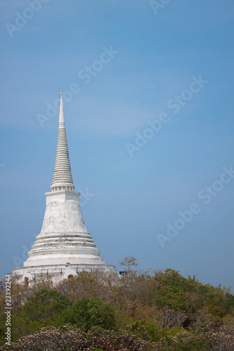 White pagoda on the top of mountain