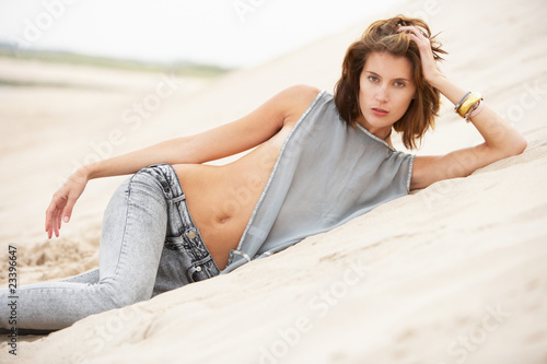 Attractive Young Woman Wearing Revealing Clothing Standing Among