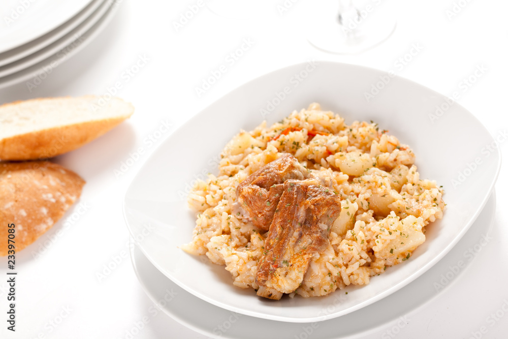 rice dish with potatoes and pork chops rice dish with potatoes and pork chops