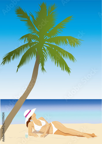 Lady am Palmenstrand