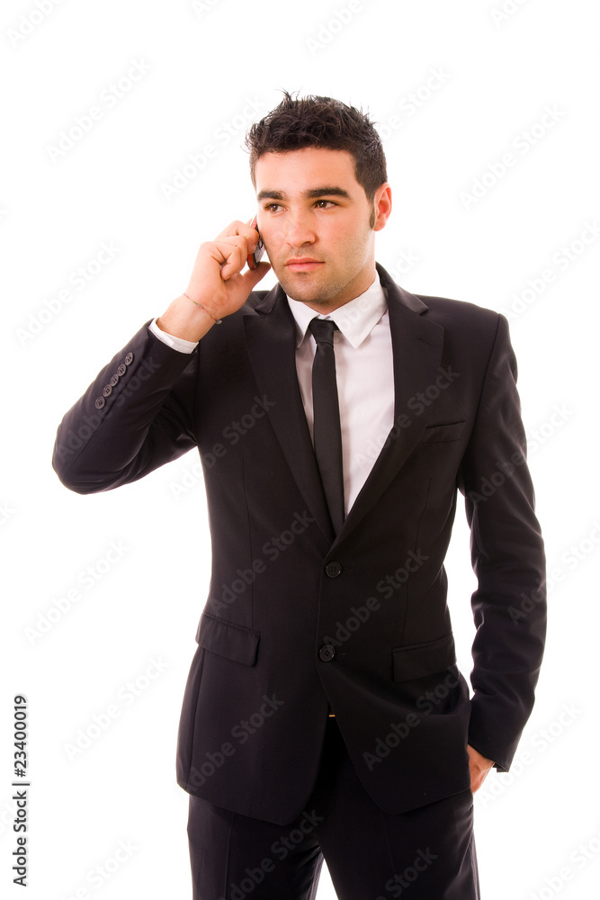 young business man on the phone, isolated on white young business man on the phone, isolated on white
