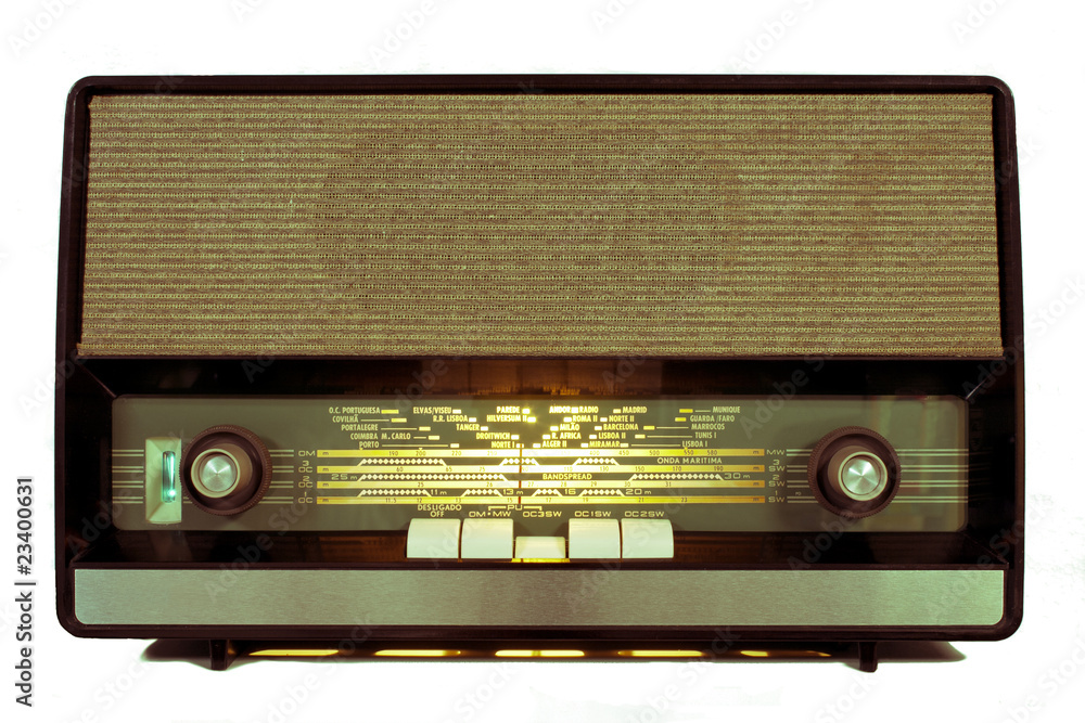Rádio válvulas vintage look ligado Stock Photo | Adobe Stock