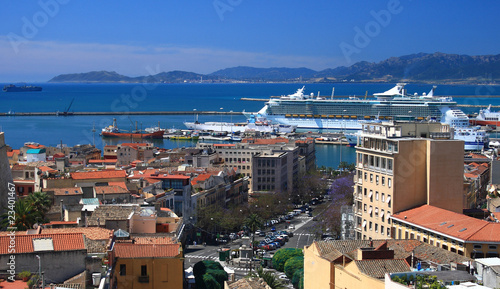 Cagliari veduta porto e largo Carlo Felice photo