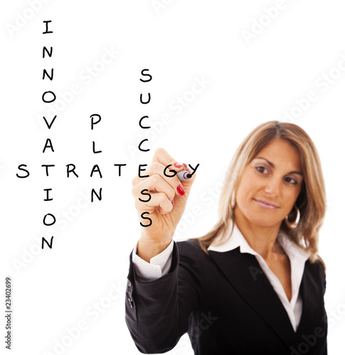 Businesswoman solving a strategy plan