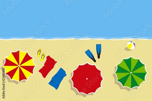 vector illustraion of a beach with umbrella