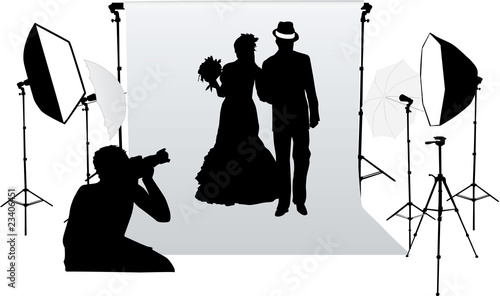 Wedding photo session in a professional studio