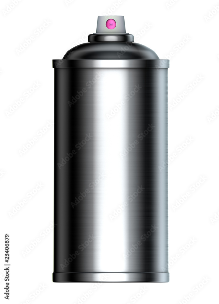 brushed metal graffiti spray can on a white background brushed metal graffiti spray can on a white background