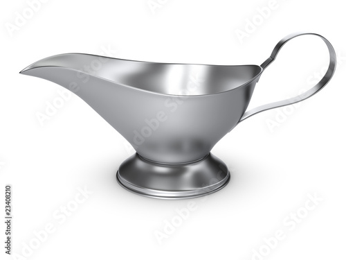 silver gravy boat isolated