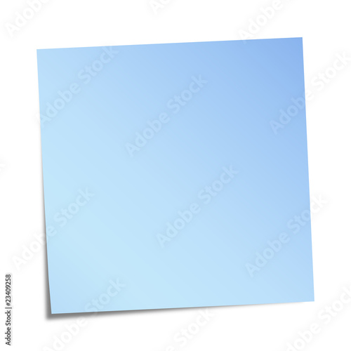 blue note paper on white background
