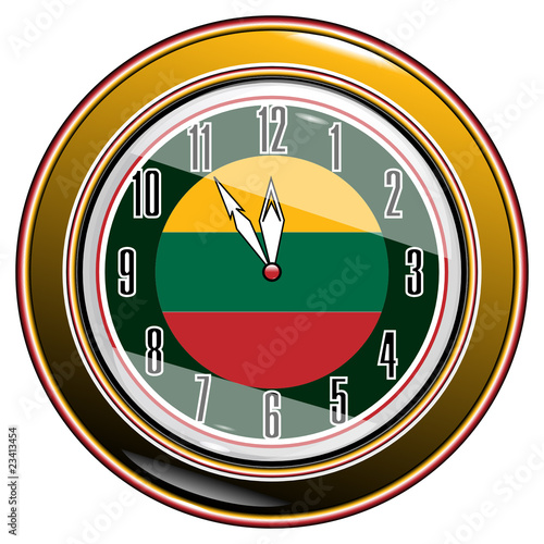 Clock with a flag of Lithuania vector eps10 photo