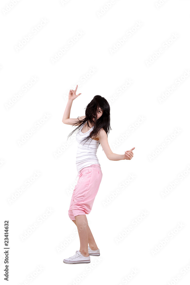 Girl jumping isolated on white background . Girl jumping isolated on white background .