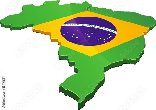 Carte du Brésil 3D drapeau (détouré)
