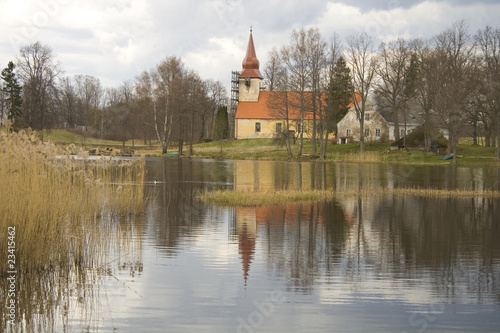 Church on the lake, Araisi, Latvia