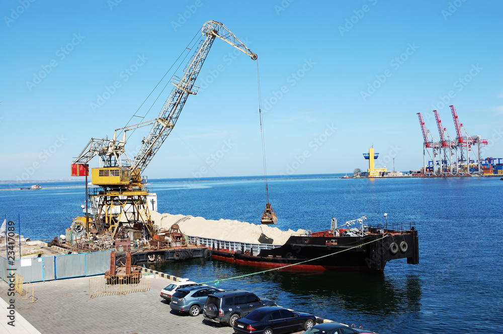 Fototapeta premium A barge with sand