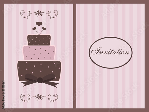 cute invitation with cake