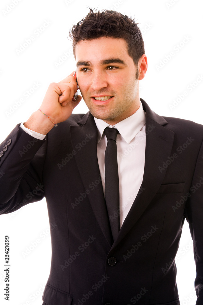 young business man on the phone, isolated on white young business man on the phone, isolated on white