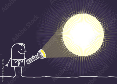 man & blank light