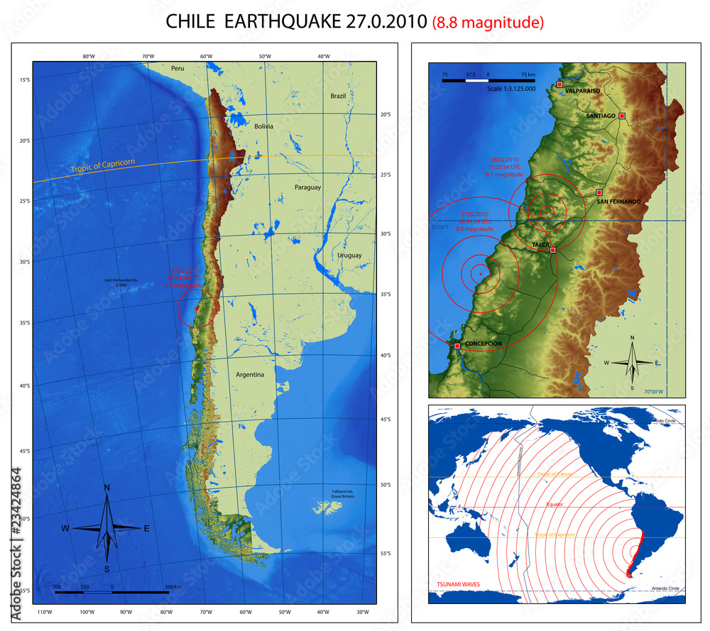 Chile Earthquake 2010 Map Stock Illustration Adobe Stock