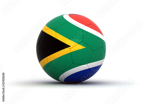 Soccer football ball with south africa flag