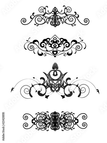 Set of 4 vintage decorative headers, vector illustration.