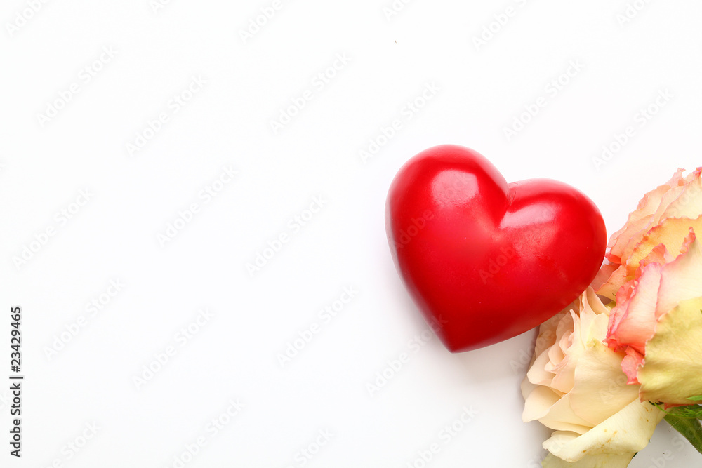 Fototapeta premium Herz mit Rosen