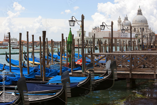 gondolas anchored at the Piazza de San Marco, Venice