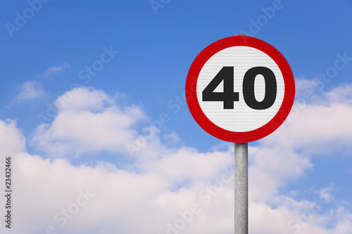 Obraz na plátně Round roadsign with 40 on it.