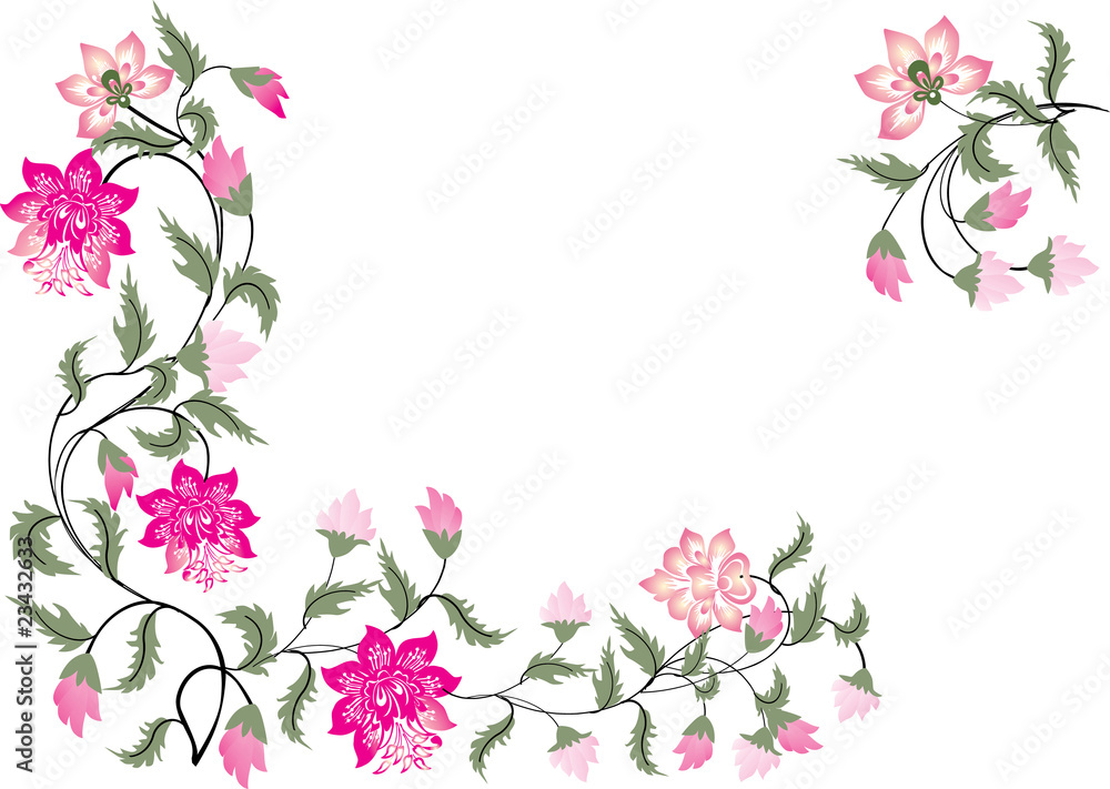 pink and green floral corners