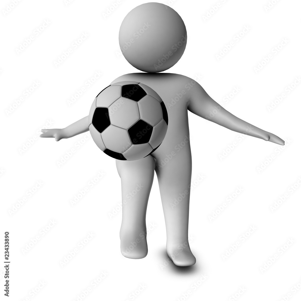 3d man with a football isolated over a white background 3d man with a football isolated over a white background