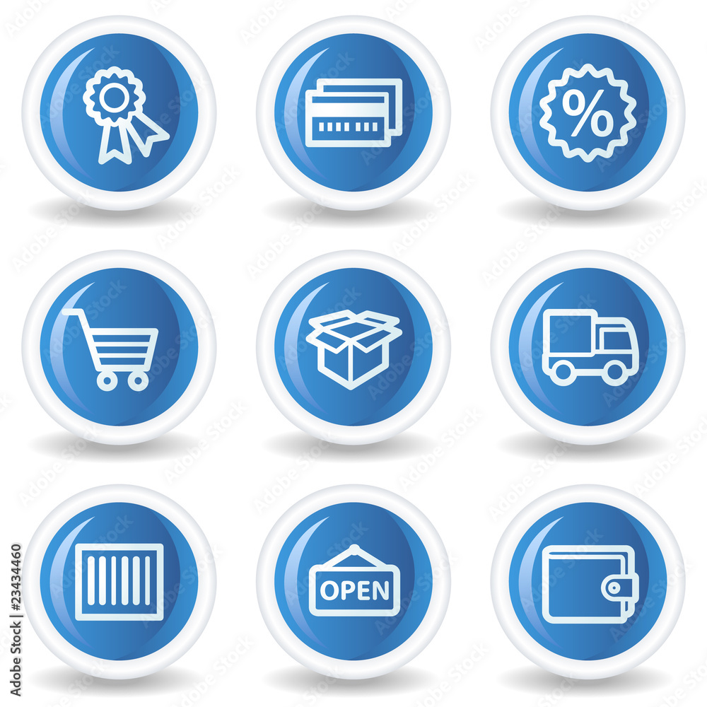 Shopping web icons set 2, blue glossy circle buttons Shopping web icons set 2, blue glossy circle buttons