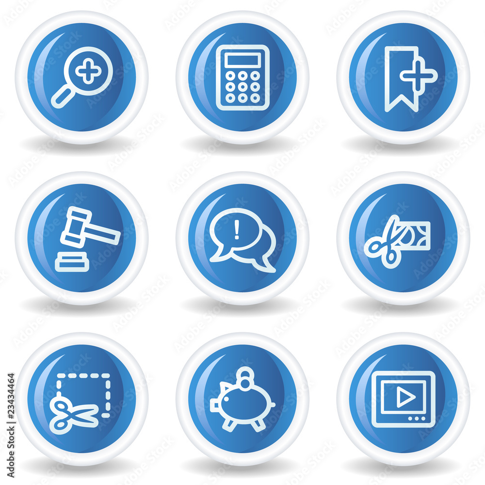 Shopping web icons set 3, blue glossy circle buttons Shopping web icons set 3, blue glossy circle buttons