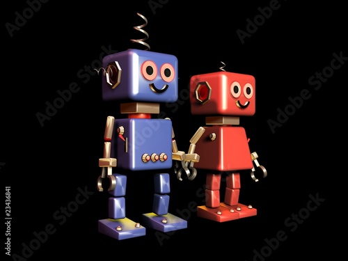 robot love black background isolated