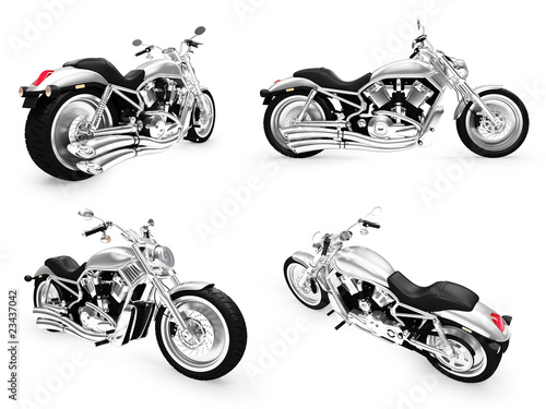 Collection of bikes isolated views photo
