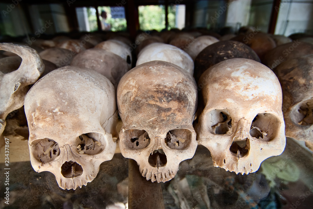 Skulls of torture victims at the Killing Fields, Cambodia. Skulls of torture victims at the Killing Fields, Cambodia.