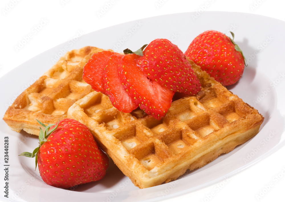 Waffles with strawberries Waffles with strawberries