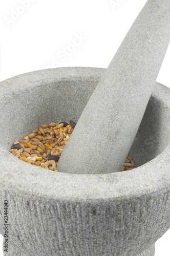 pestle and motar isolated on white background