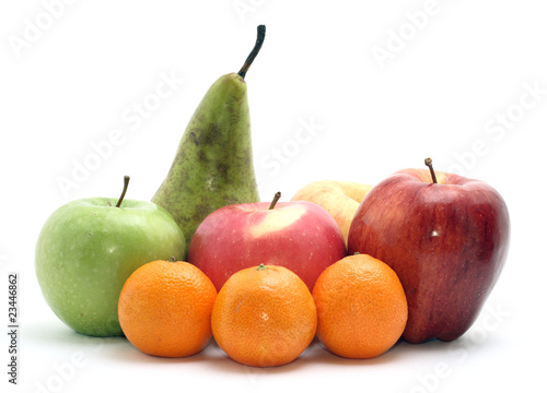 group of fruits isolated on white.