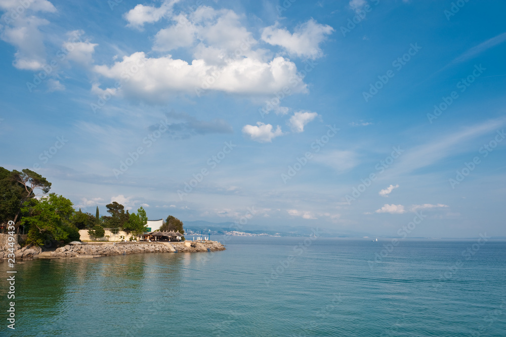 Fototapeta premium Adriatic Sea view. Opatija, a tourist town on Croatian coast.