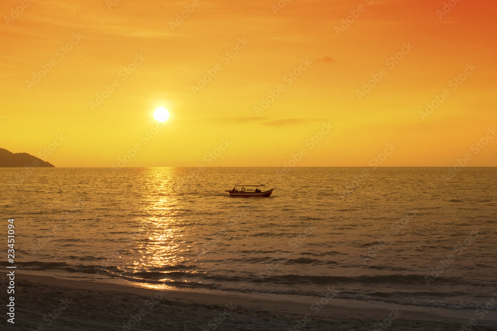 batu ferrenghi beach at sunset