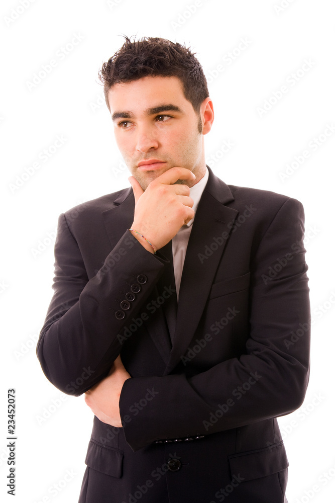 pensive young business man portrait in white background pensive young business man portrait in white background